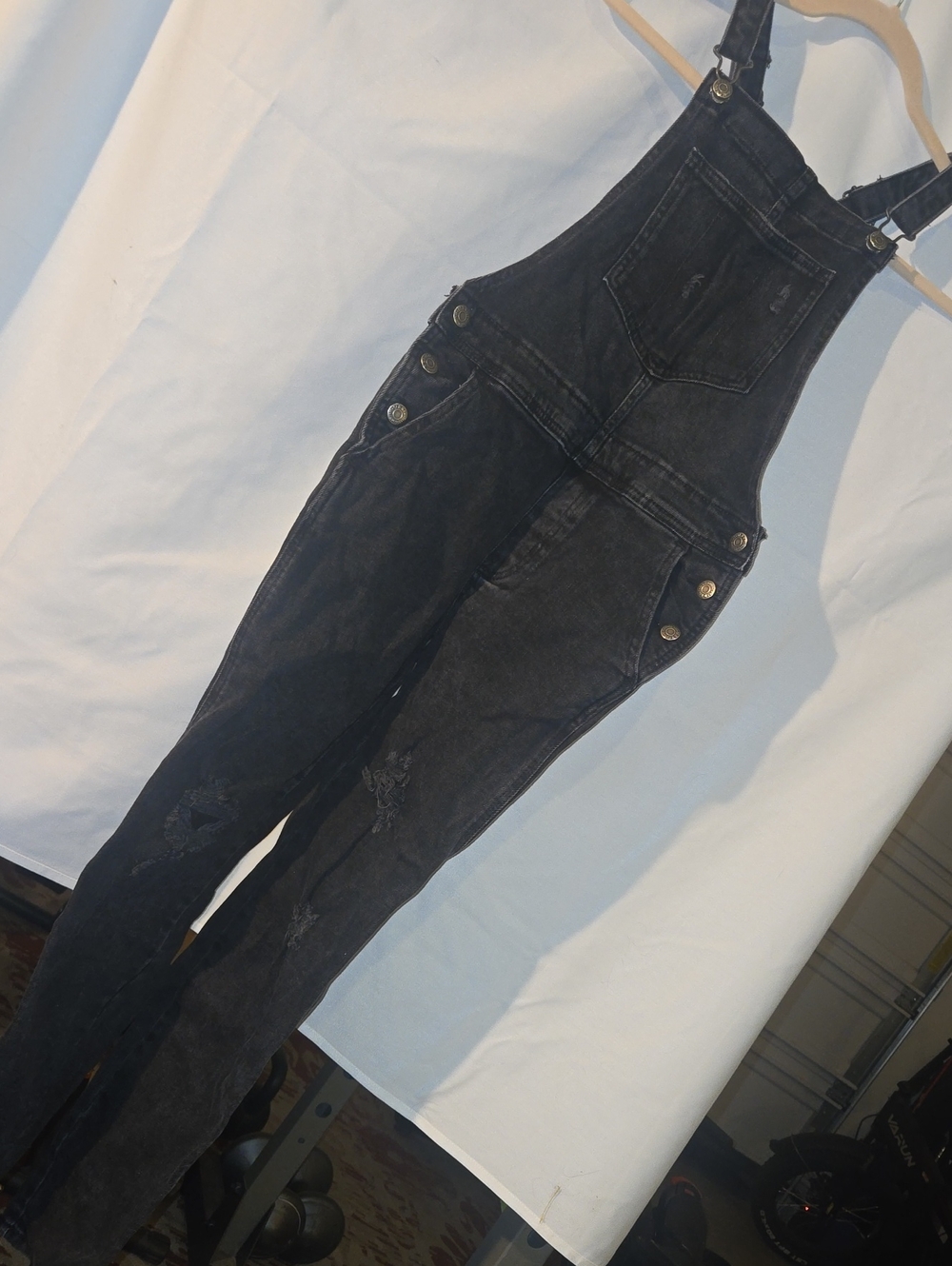 Old Navy Black Skinny Denim Overalls with Bib Pocket